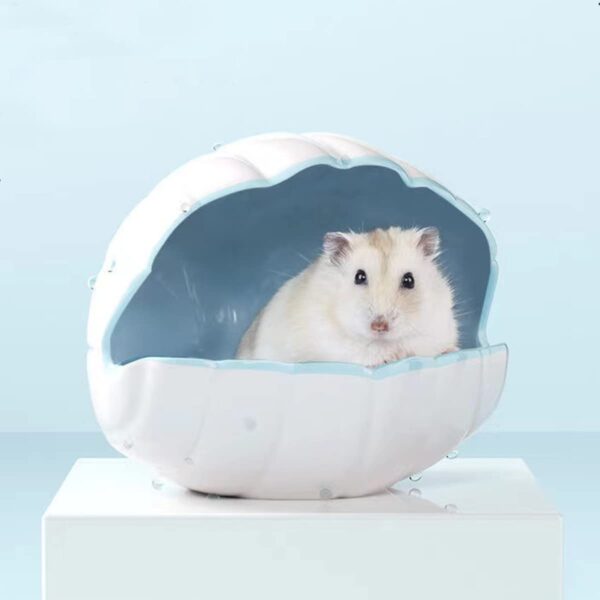 Ceramic Hamster Shell House – Cool Hideout for Small Pets (Pink/Blue) - Image 3