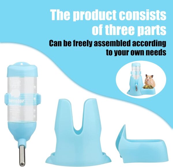 Hamster Water Bottle with Small Treat Container – 80ml (Pink/Blue) - Image 3