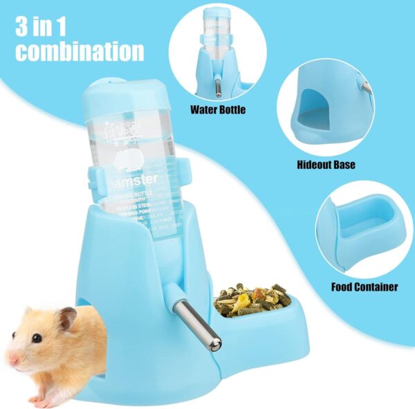 Hamster Water Bottle with Small Treat Container – 80ml (Pink/Blue) - Image 2