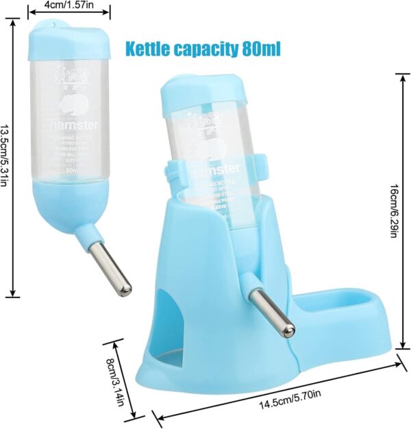 Hamster Water Bottle with Small Treat Container – 80ml (Pink/Blue) - Image 5