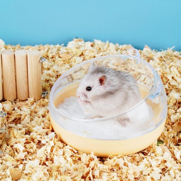 Hamster Sand Bath Box with Transparent Lid – 16.5cm (Pink, Blue, White) - Image 2