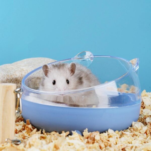 Hamster Sand Bath Box with Transparent Lid – 16.5cm (Pink, Blue, White) - Image 3