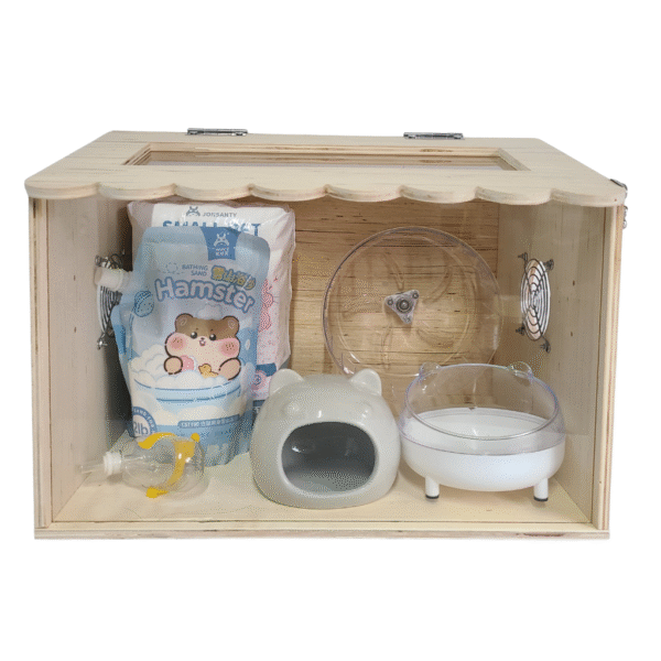Wooden Hamster Cage with Optional Starter Set – 40x30x30cm - Image 2