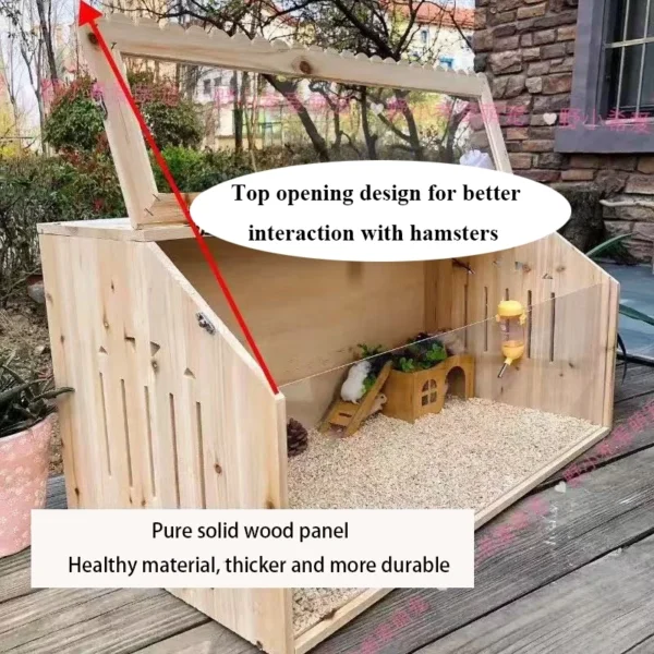 Wooden Hamster Cage with Optional Starter Set – 40x30x30cm - Image 3