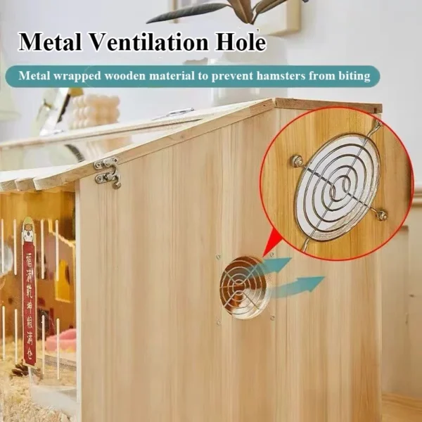 Wooden Hamster Cage with Optional Starter Set – 40x30x30cm - Image 4