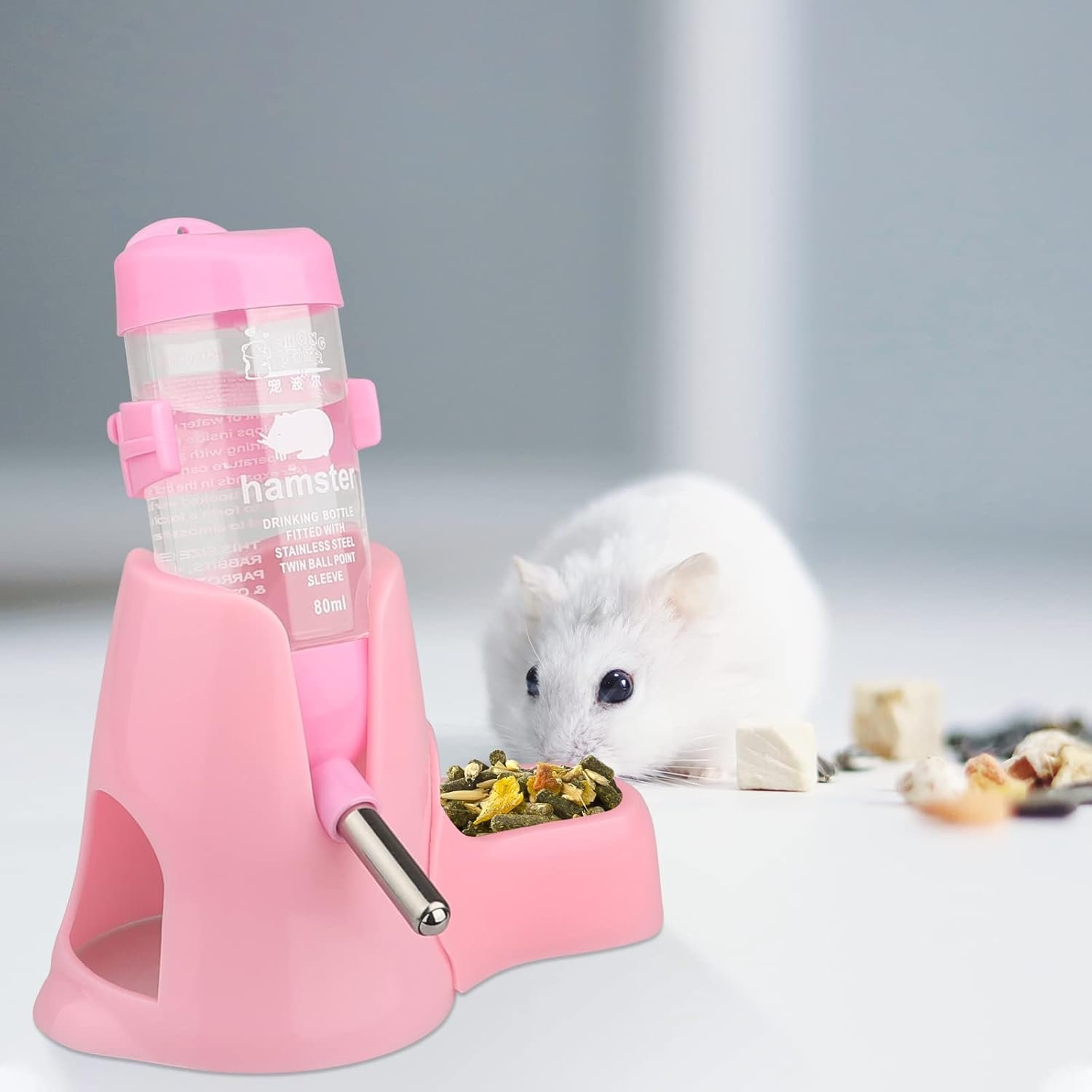 Hamster Water Bottle with Stand Pink